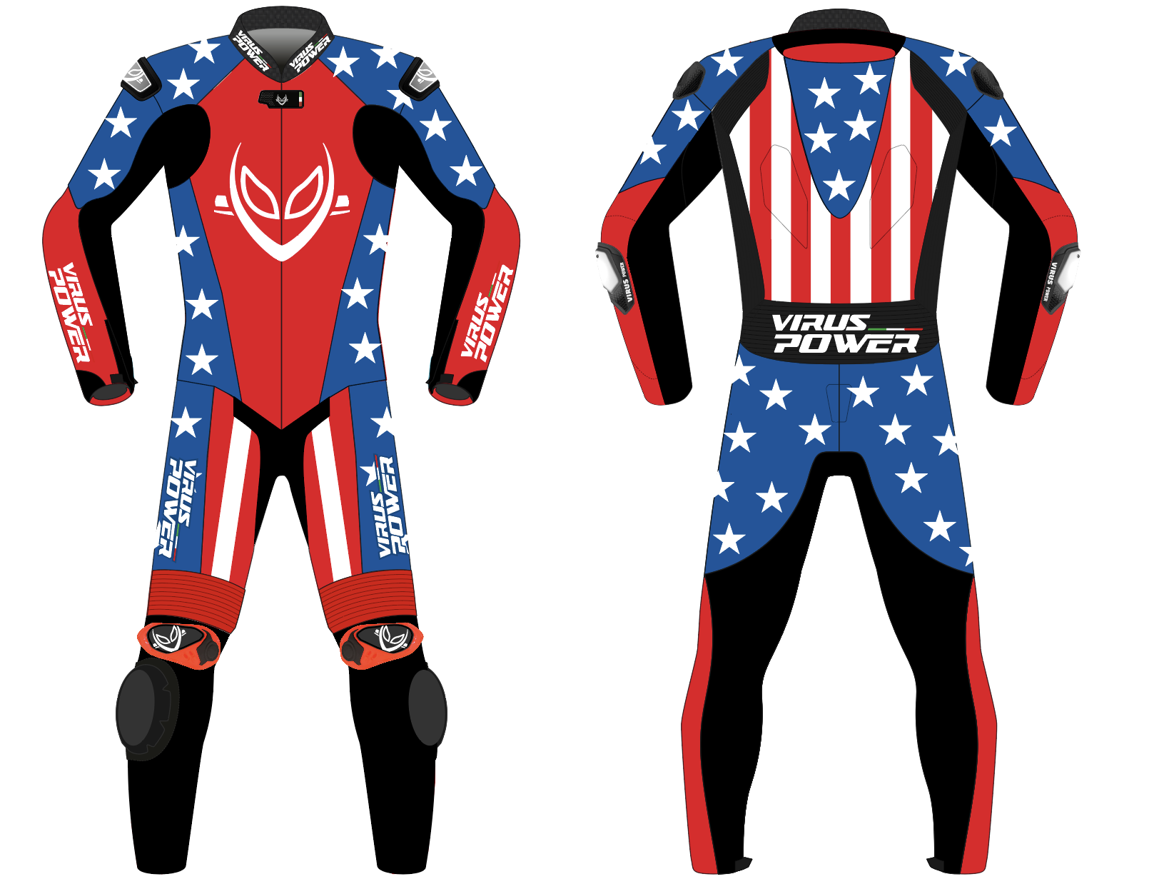 Virus Power Alien Textile Racing Suit with Helite Airbag System 2.0 - The Patriot Virus Power Alien Textile Racing Suit with Helite Airbag System 2.0 - The Patriot
